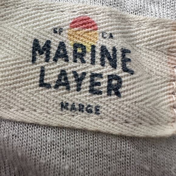 Marine Layer Henley Shirt Men's Marge M/L Heather Gray Rayon Long Sleeve - Picture 6 of 10